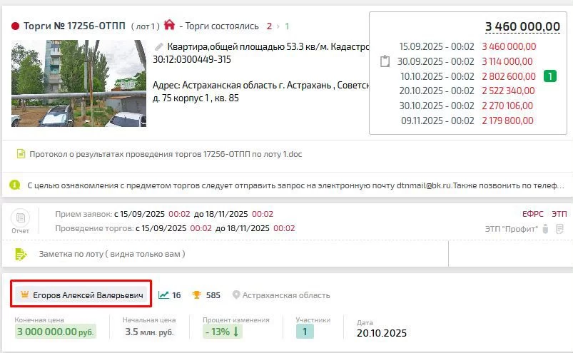 Карточка TBankrot: подтверждённый кейс №24