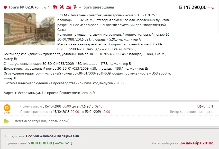 Карточка TBankrot: подтверждённый кейс №106