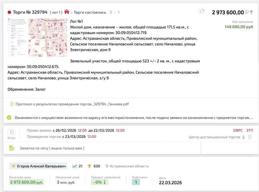 Карточка TBankrot: подтверждённый кейс №13