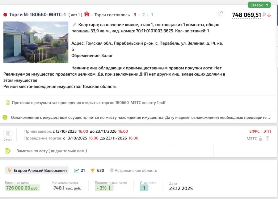 Карточка TBankrot: подтверждённый кейс №20