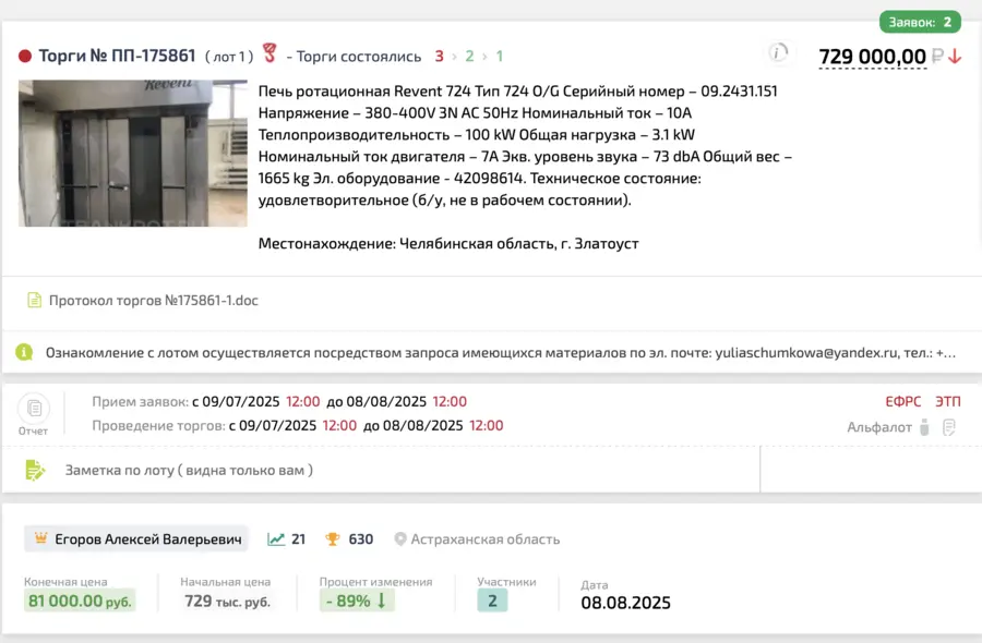 Карточка TBankrot: подтверждённый кейс №31