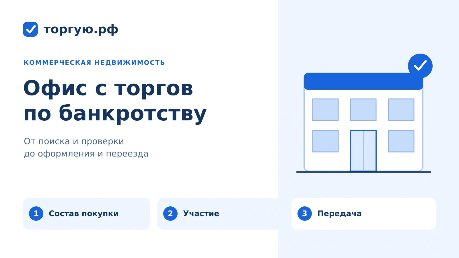 Офис с торгов по банкротству: здание и три этапа покупки — состав покупки, участие и передача. торгую.рф.