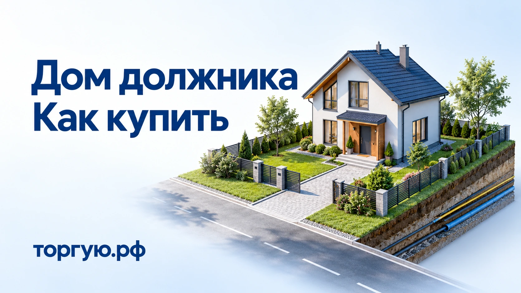 Дом должника: отдельный дом с участком, подъездом и коммуникациями.
