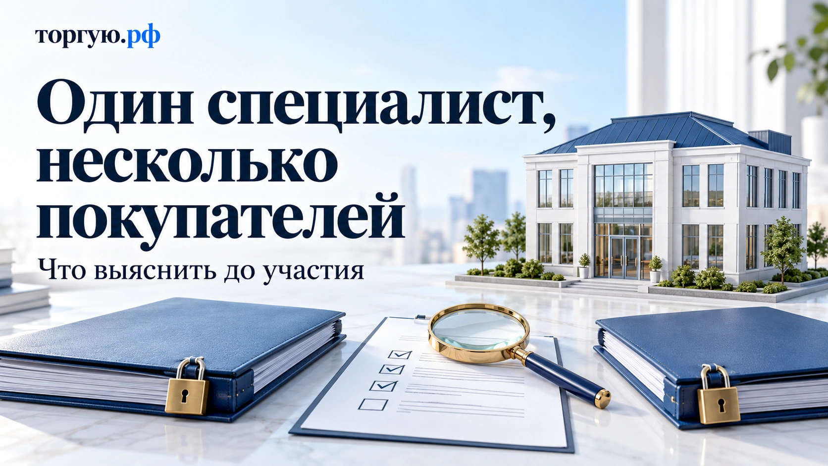 Две отдельные закрытые папки, лупа и модель здания: проверка конфликта интересов специалиста по торгам