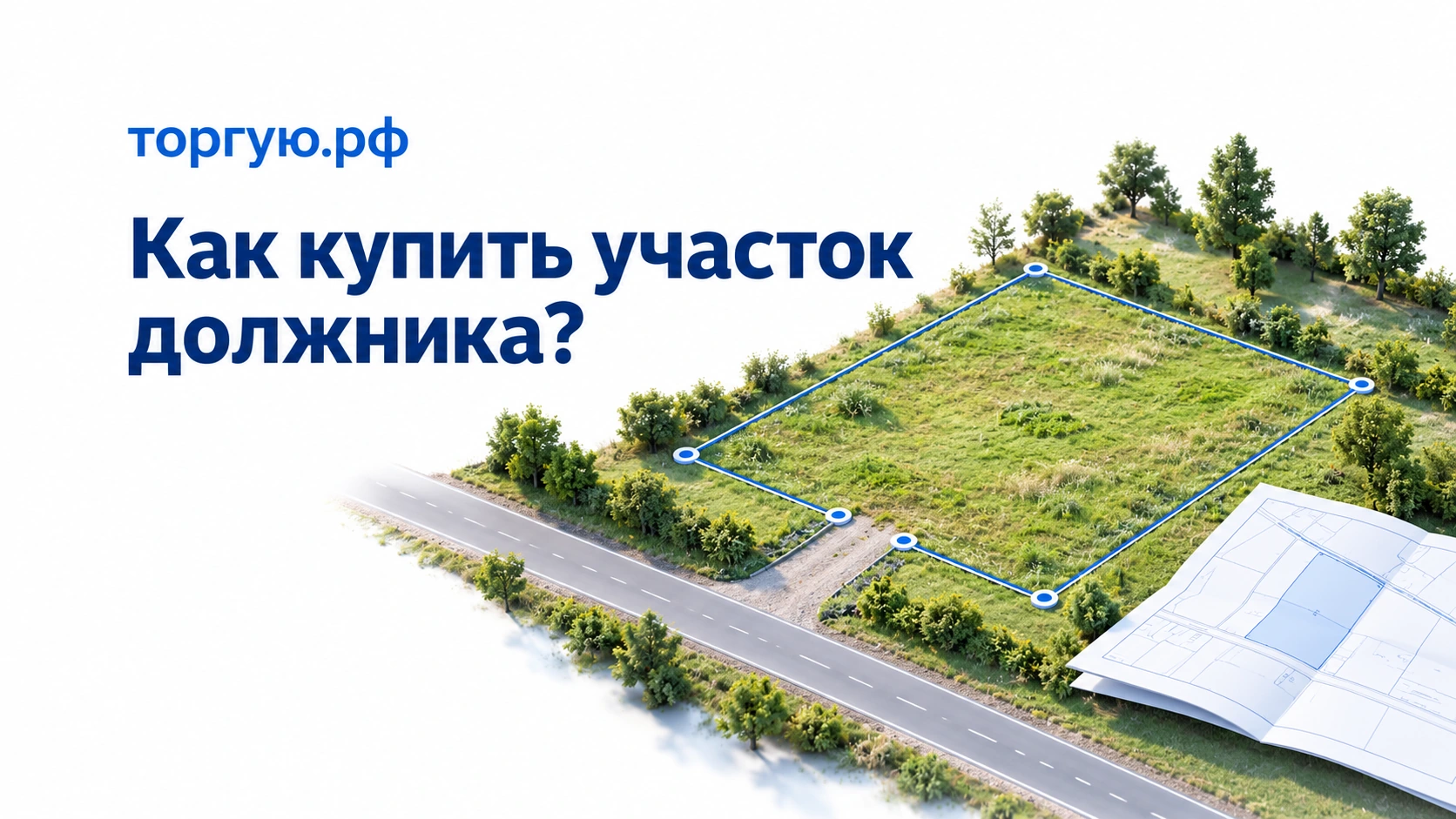 Участок должника: условные границы земли, подъезд и кадастровая схема.